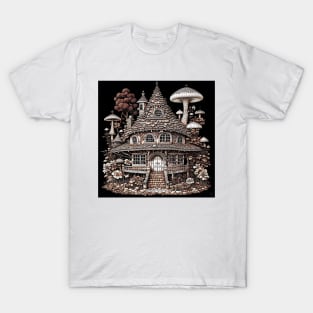 [AI Art] Fairytale Gnome House, Optical Art Style T-Shirt